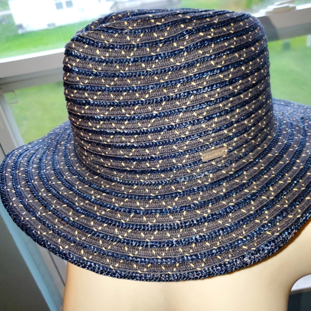 Navy blue straw Kangol Large Hat